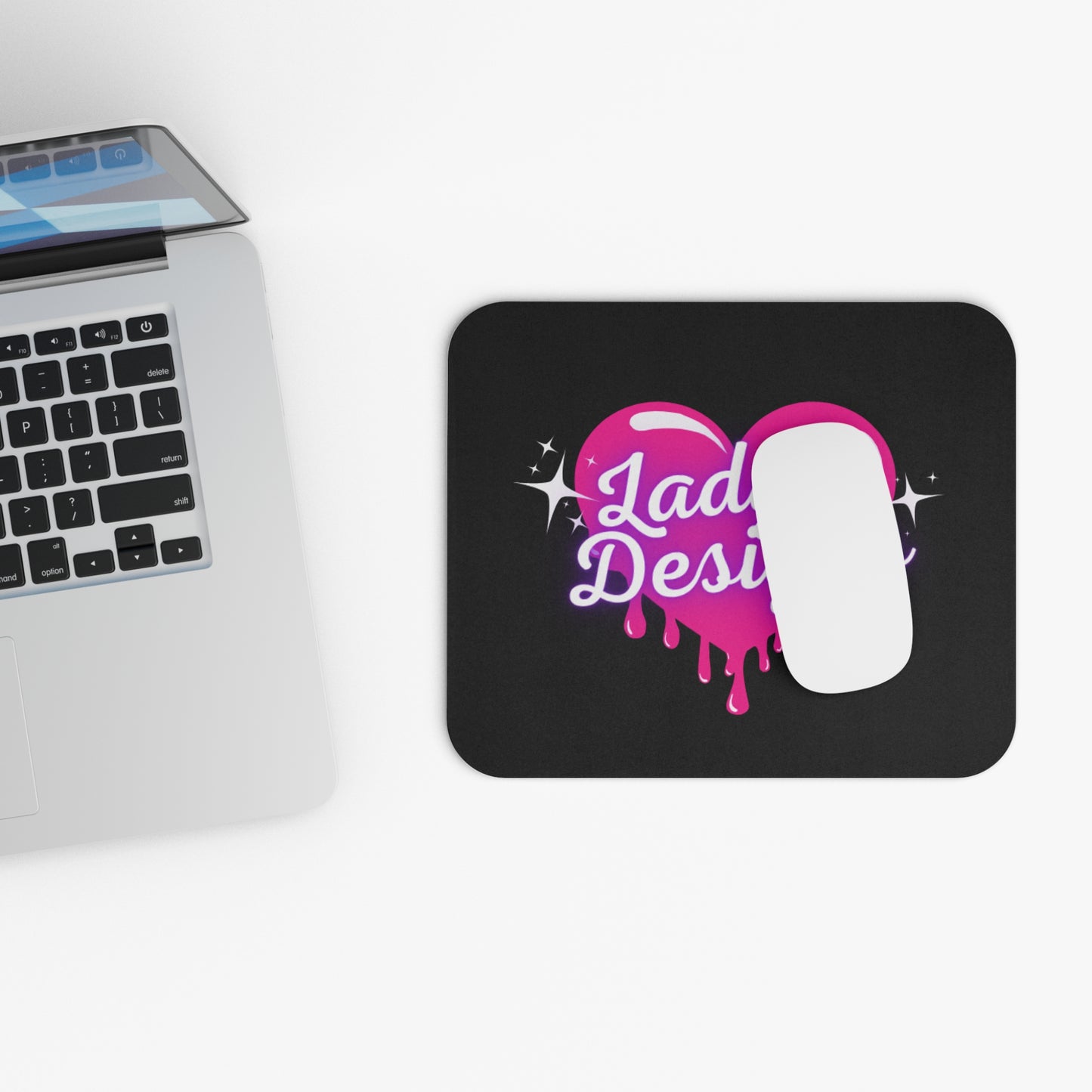 Chic Heart Mouse Pad, Cute Office Gift, Lady's Designs Desk Accessory, Pink Heart Decor, Stylish Workstation Decor