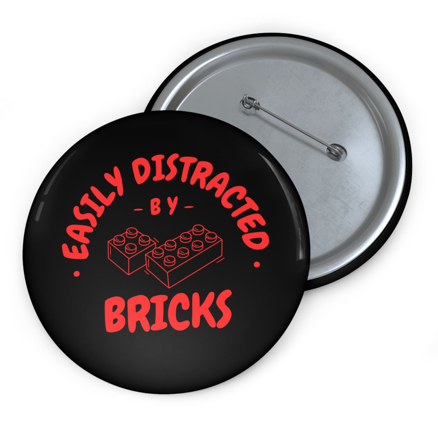 Custom Pin Buttons: Easily Distracted by Bricks, Creative Gifts for LEGO Fans, Fun Party Favors, Unique Accessories, Handmade Collectibles