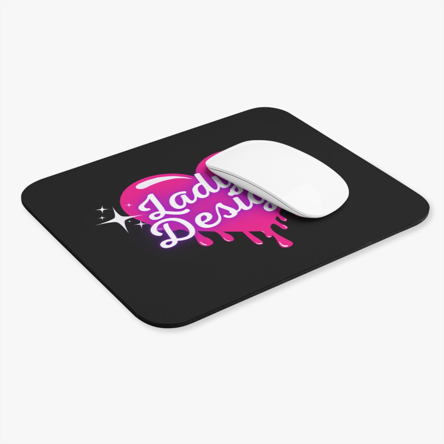 Chic Heart Mouse Pad, Cute Office Gift, Lady's Designs Desk Accessory, Pink Heart Decor, Stylish Workstation Decor