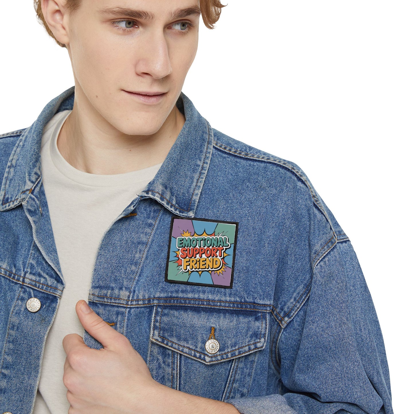 Emotional Support Friend Iron-On Patches, Cute Embroidered Patches for Jackets, DIY Fashion Accessories, Gift for Friends, Unique Stickers