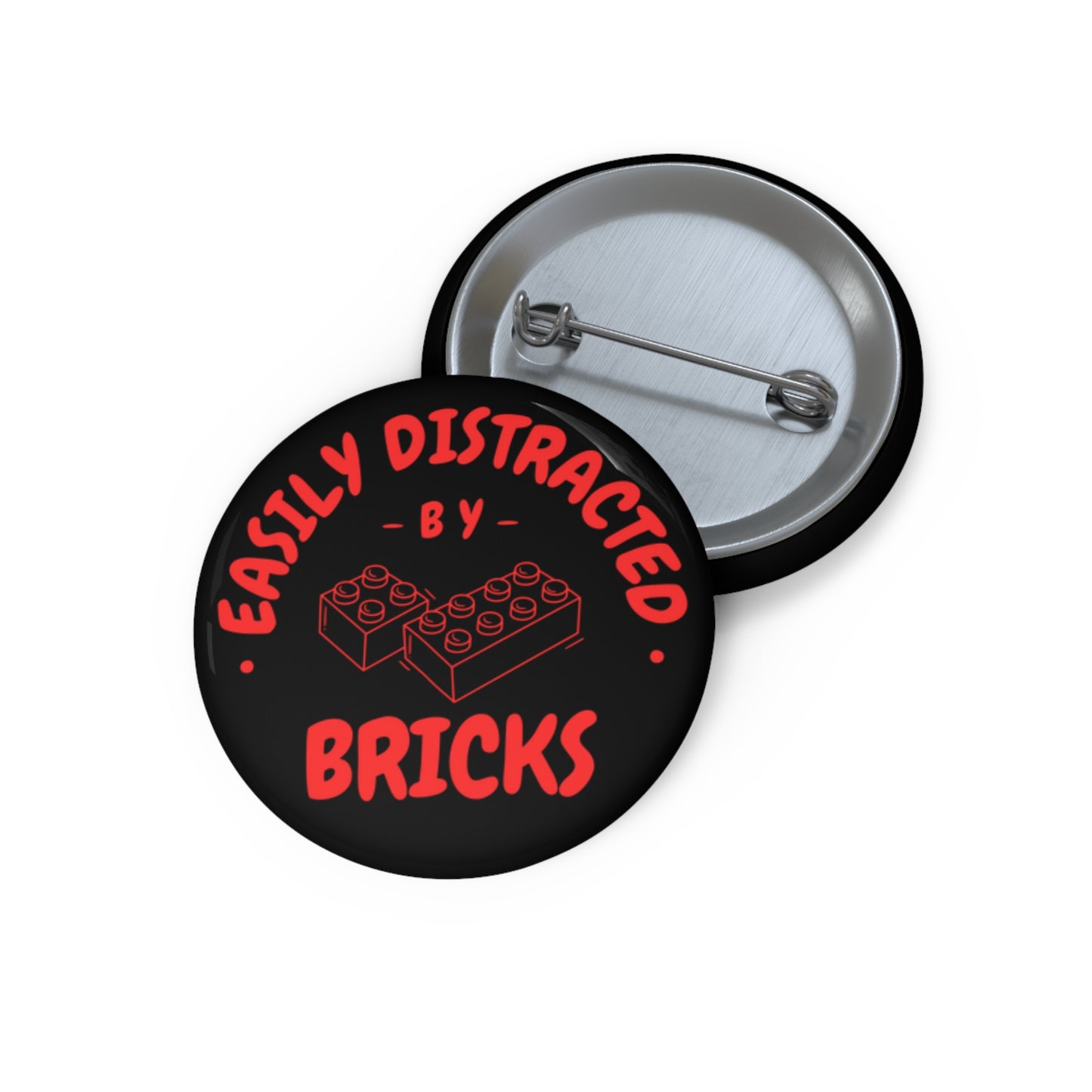 Custom Pin Buttons: Easily Distracted by Bricks, Creative Gifts for LEGO Fans, Fun Party Favors, Unique Accessories, Handmade Collectibles